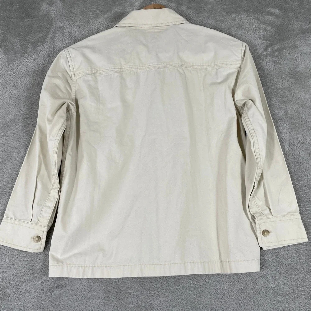 Gap Kids Button‎ Up Shirt Youth Medium 8 Cream Utility Workwear Overshirt